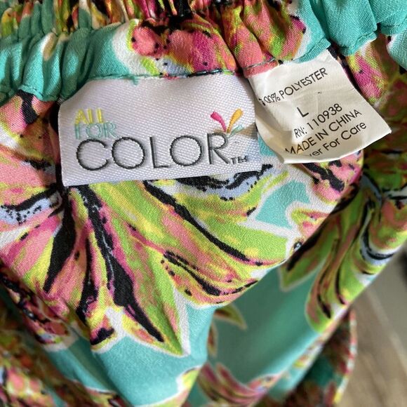 Pineapple Print Lightweight Maxi Skirt With Pockets Women's L Teal Pink Festival - Picture 6 of 7